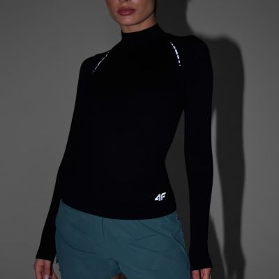 8. Koszulka damska longsleeve 4F F419 głęboka czerń 4FWAW25TFLOF419 20S