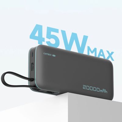 6. Powerbank Cuktech CUKP200NGLDG 55W 20000mAh z wbudowanym kablem USB-C - szary