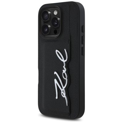2. Etui Karl Lagerfeld HC Grained PU Cardslot Metal Signature na iPhone 16 Pro Max - czarne