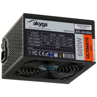 Akyga AK-U4-600 moduł zasilaczy 600 W 20+4 pin ATX ATX Czarny