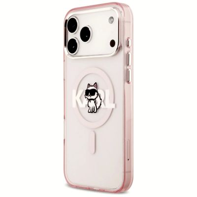 2. Etui Karl Lagerfeld IML Choupette Sketch Logo MagSafe na iPhone 17 Pro Max - różowe