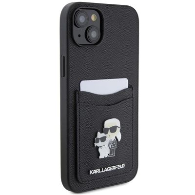 4. Etui Karl Lagerfeld Saffiano Cardslot Karl&Choupette Metal Pin do iPhone 15 - czarne