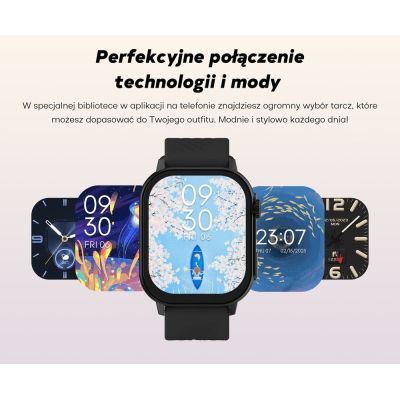 14. Smartwatch Damski GRAVITY GT15-12 Granatowy Pasek Silikonowy + Czarna Bransoleta