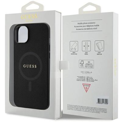 8. Etui Guess Saffiano MagSafe do iPhone 15 Plus - czarne