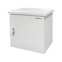 Zewnętrzna szafka rack IP55, wisząca 19" 9U 600x600, 4 belki nośne, 4 przepusty kablowe, kolor szary ALANTEC