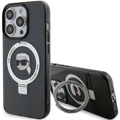 Etui Karl Lagerfeld Ring Stand Karl Head MagSafe do iPhone 15 Pro - czarne