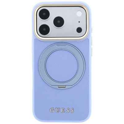 3. Etui Guess Ring Stand 360 Grained Classic Logo MagSafe na iPhone 18 Pro / 17 Pro - jasnoniebieskie