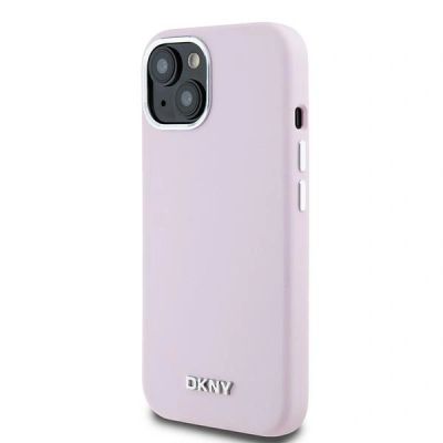 9. Etui DKNY Liquid Silicone Small Metal Logo MagSafe na iPhone 15 / 14 / 13 - różowe
