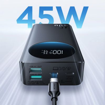 14. Powerbank Joyroom JR-PBF02 Pro 20000 mAh 45 W z wyświetlaczem cyfrowym 2x USB-A 2x USB-C - czarny