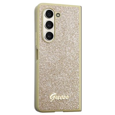 5. Etui Guess Glitter Script na Samsung Galaxy Z Fold 5 - złote