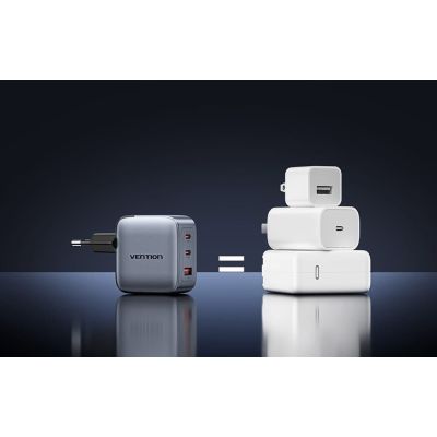 3. Ładowarka Vention 70W GaN PD 1x USB-A 2x USB-C czarna