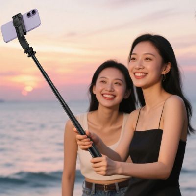 11. Selfie stick Acefast E42 z automatycznym statywem i pilotem Bluetooth 1,05 m - czarny
