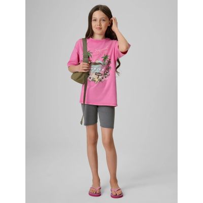 4. T-shirt bawełniany dziewczęcy 4F 4FJRSS26TTSHF3981-54S