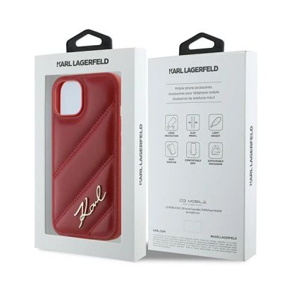 8. Etui Karl Lagerfeld Diagonal Quilted Script na iPhone 15 / 14 / 13 - czerwone