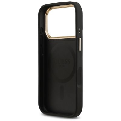 7. Etui Guess Peony Hot Stamp MagSafe na iPhone 17 Pro - czarne