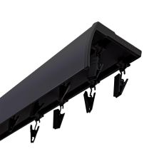 SZYNA SUFITOWA Z OSŁONĄ ŚLIZGI Z ŻABKAMI 300 CM ALUMINIOWA CZARNA PODWÓJNA KOWALSKI