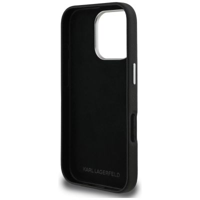 7. Etui Karl Lagerfeld FW Grained Karl & Choupette Heads Pins na iPhone 16 Pro Max - czarne