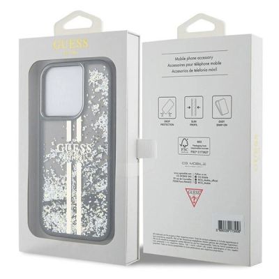 8. Etui Guess Liquid Glitter Gold Stripes na iPhone 15 Pro - czarne