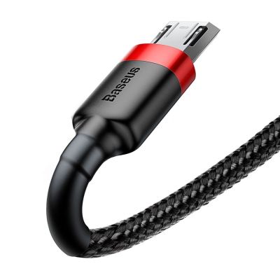 4. Baseus Cafule Cable wytrzymały nylonowy kabel przewód USB / micro USB 2A 3M czarno-czerwony (CAMKLF-H91)