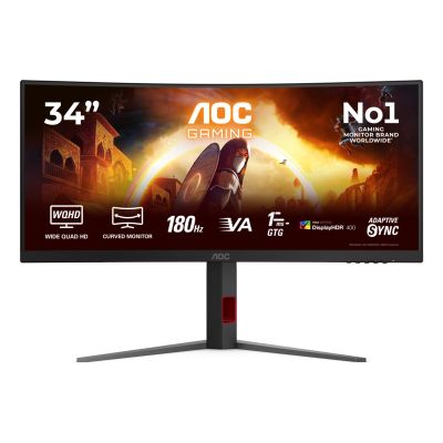 2. AOC G4 CU34G4CAP monitor komputerowy 86,4 cm (34") 3440 x 1440 px UltraWide Quad HD LCD Czarny, Czerwony
