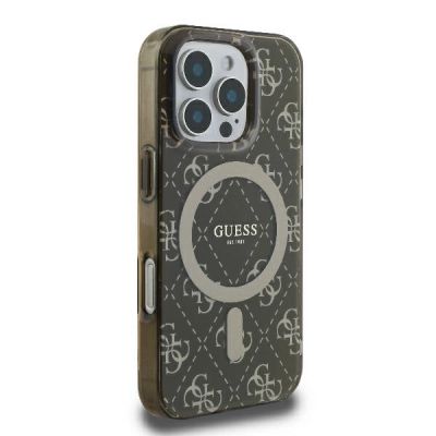 4. Etui Guess IML 4G Background MagSafe na iPhone 16 Pro - brązowe
