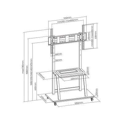 6. MOBILNY STOJAK+UCHWYT DO TV 37-100" 150KG S-13 ART Vesa 800x600 HEAVY DUTY