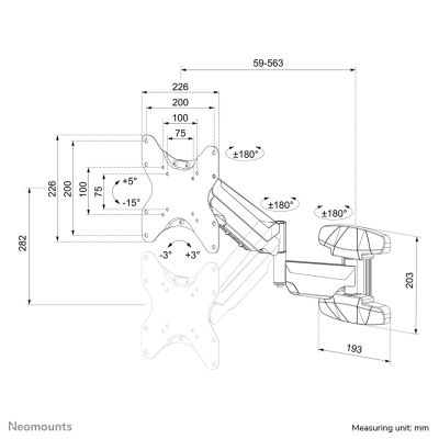 14. Neomounts WL70-550BL12 uchwyt / stojak do monitorów 106,7 cm (42") Ściana Czarny