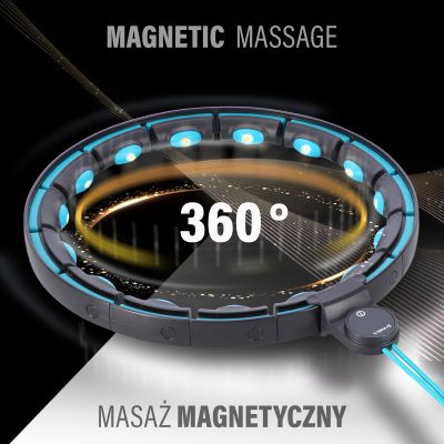 3. HHM17 HULA HOP BLACK/TURQUOISE Z MAGNESAMI I OBCIĄŻNIKIEM + LICZNIK HMS