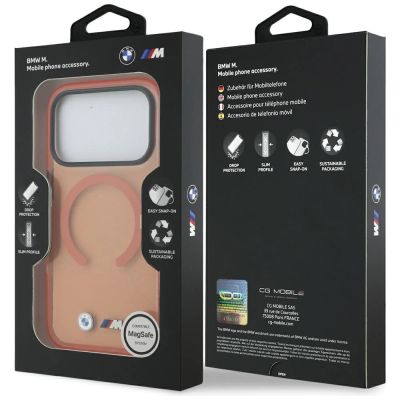 8. Etui BMW M IML Metal Logos MagSafe na iPhone 17 Pro - promarańczowe
