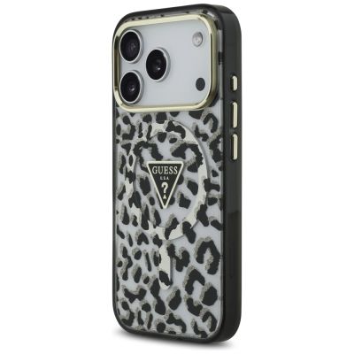 2. Etui Guess Leopard Glitter MagSafe na iPhone 17 Pro - czarne