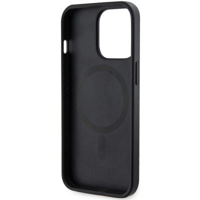 7. Etui Guess 4G Printed Stripes MagSafe na iPhone 13 Pro / iPhone 13 - czarne