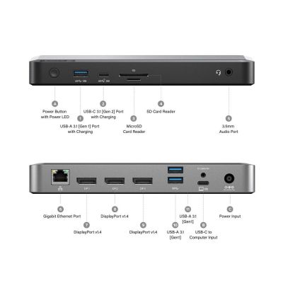 8. ALOGIC DX3 Przewodowa USB 3.2 Gen 1 (3.1 Gen 1) Type-C Czarny, Szary