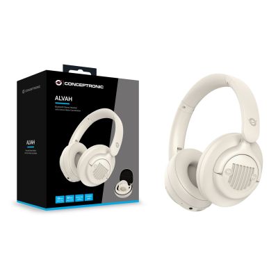 4. Conceptronic ALVAH02C słuchawki/zestaw słuchawkowy Przewodowy i Bezprzewodowy Opaska na głowę Muzyka Bluetooth Kremowy