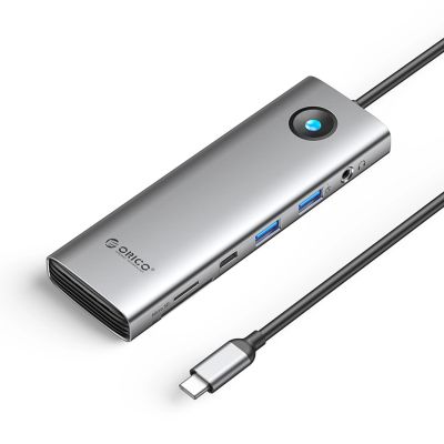Stacja dokująca USB-C Orico PW11 9w1 2x USB-A 3.0 1x USB-C 3.0 1x USB-C PD 100 1x HDMI 4K 60Hz 1x microSD/SD 1x RJ45 2.5G Ethernet 1x Audio 3,5 mm - szara