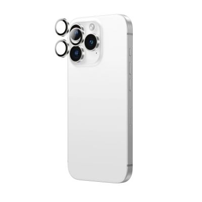 3. Szkło hartowane AMAZINGTHING AR Aluminium 3 Lens Glass z ramką na soczewki aparatu do iPhone 16 Pro / 16 Pro Max - srebrne