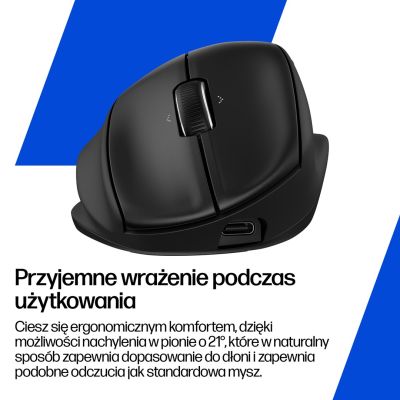 3. Mysz HP Tilt Ergonomic Black Mouse 720M Wireless / Bluetooth bezprzewodowa czarna BH0Z4AA