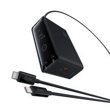 Ładowarka sieciowa Baseus Digital GaN 3xUSB-C 1xUSB-A 240W z kablem zasilającym - czarna