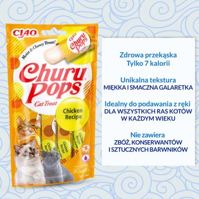 4. INABA Churu Pops Kurczak - przysmak dla kota - 4x15 g