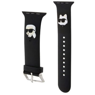 3. Pasek Karl Lagerfeld 3D Rubber Karl&Choupette Heads na Apple Watch 42/44/45/49mm - czarny