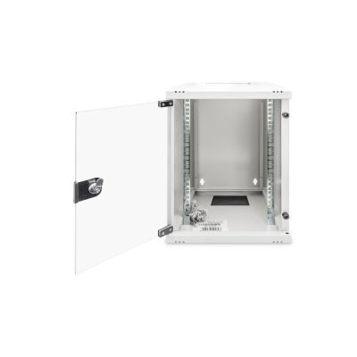 16. Szafa sieciowa wisząca 10" 9U rack 312x300, drzwi szyba, szary, niedzielona, złożona, 30kg