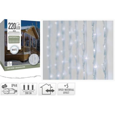 8. LAMPKI CHOINKOWE KURTYNA ŚWIETLNA WATERFALL ZEW 220 LED ZIMNY BIAŁY 5 PRĘDKOŚCI