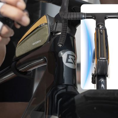 5. Torba rowerowa Rockbros 088 na górną rórę ramy 0,25L - zielono-pomarańczowa