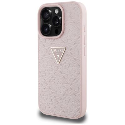 2. Etui Guess Hot Stamp 4G Pattern Triangle Metal Logo na iPhone 16 Pro - różowe