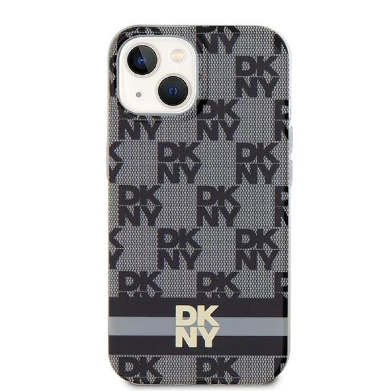 3. Etui DKNY IML Checkered Mono Pattern & Printed Stripes MagSafe na iPhone 15 / 14 / 13 - czarne