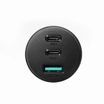 3. Joyroom ładowarka samochodowa 70W z 3 portami: USB, 2 x USB C czarna (JR-CL26)