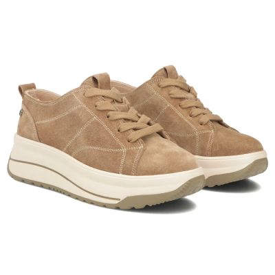 4. Skórzane sneakersy na platformie beżowe Filippo  DP7959