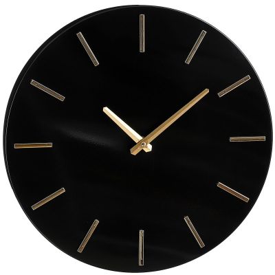 2. ZEGAR ŚCIENNY ALUMINIOWY CZARNY ŚR. 35,5CM MICA