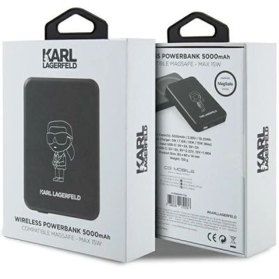 5. Powerbank indukcyjny Karl Lagerfeld NFT Outline Ikonik MagSafe 5000mAh - czarny
