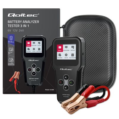 10. Qoltec Cyfrowy tester akumulatora 3w1 z LCD Polskie Menu 6V 12V 24V 10Ah-200Ah