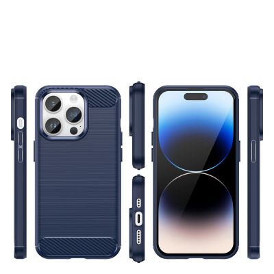 2. Carbon Case etui iPhone 14 Pro Max elastyczny żelowy pokrowiec na tył plecki niebieski